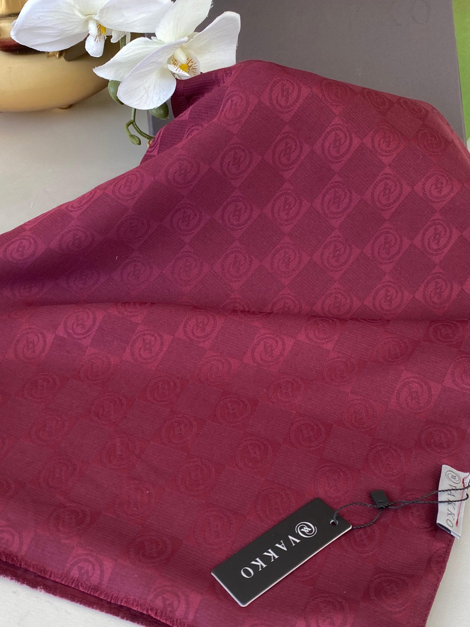 Vakko Cotton Jakar Şal - Bordo