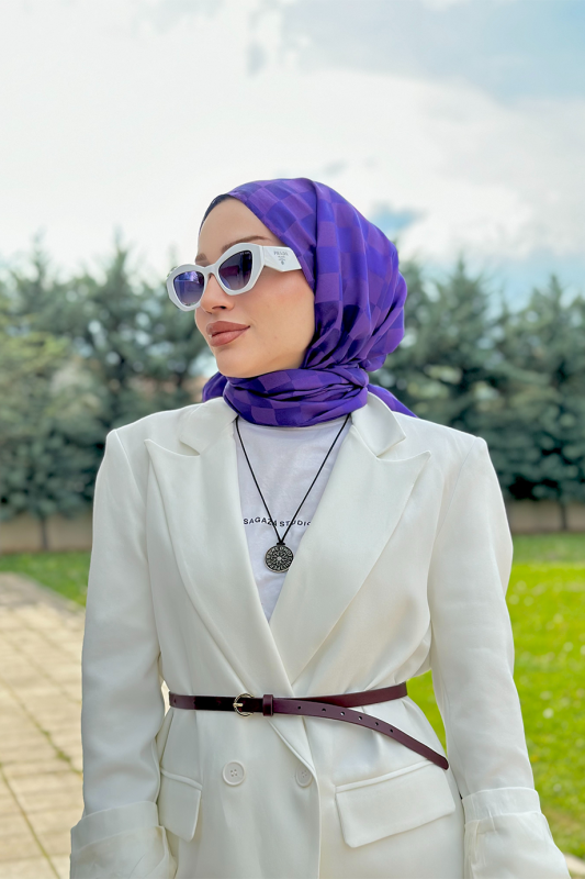 Dama Desen Jakar Şal – Mor