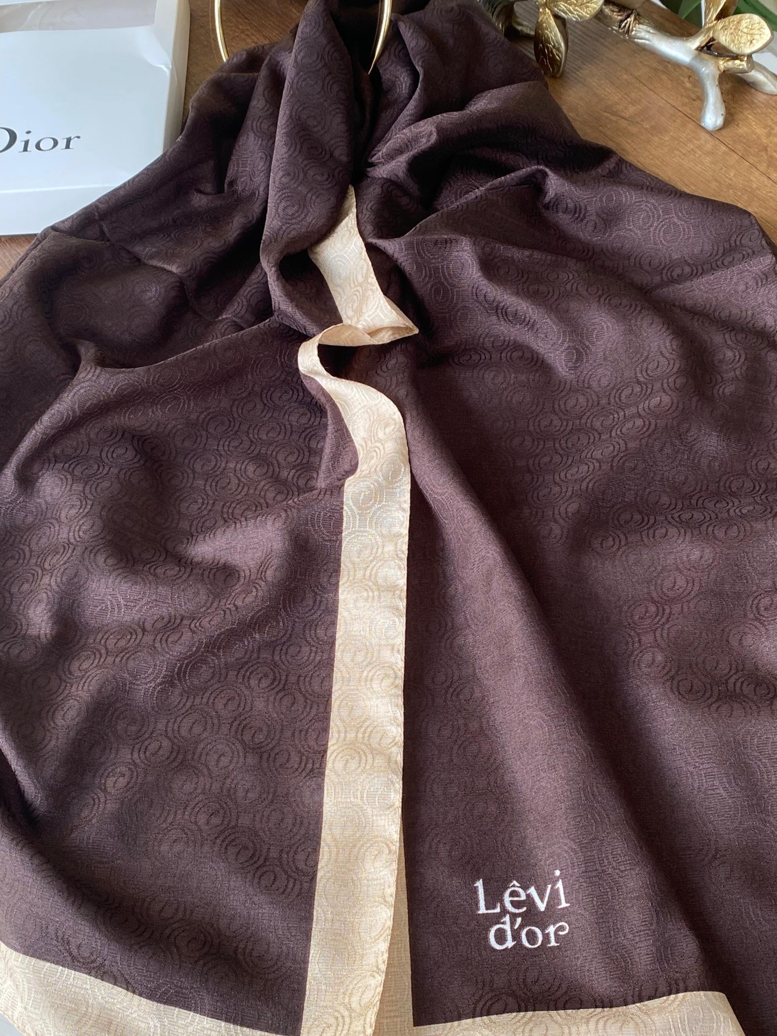 Levidor Monogram Şal -Kahve - Görsel 3
