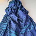 Dior DESEN Çift taraflı İpeksi Jakar Şal - Lacivert