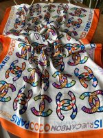Chanel Butterfly İthal Vual İpek Şal  - Turuncu