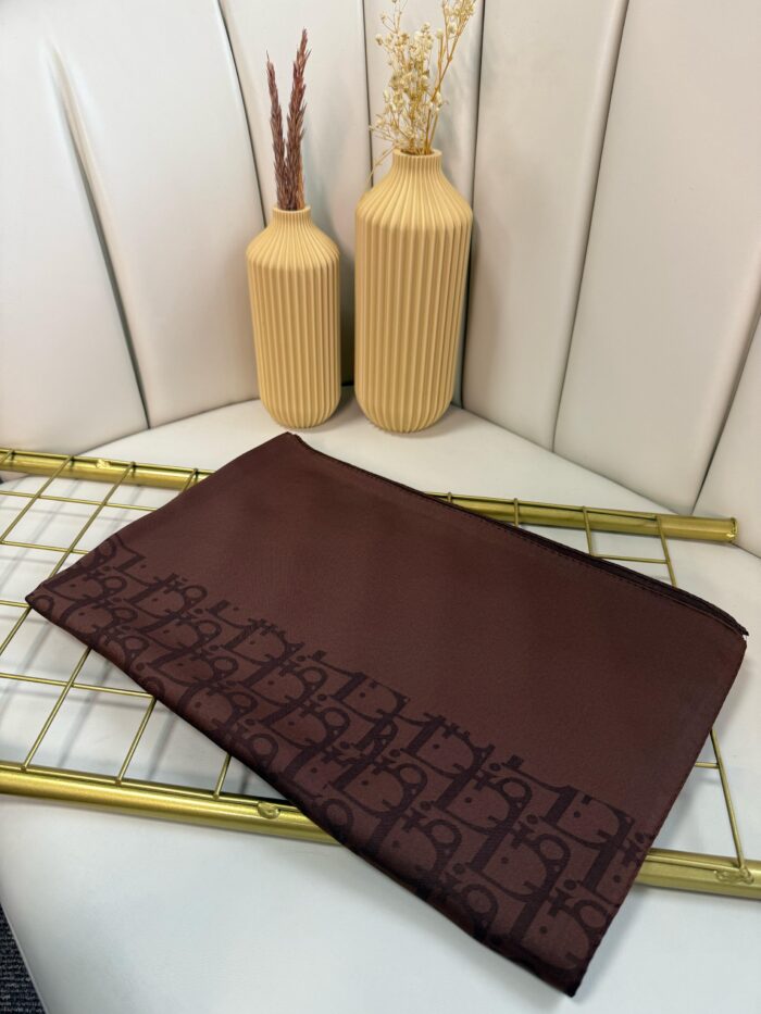 Dior Desen Pamuk İpeksi Jakar Şal 88731 - Acı Kahve - Image 2