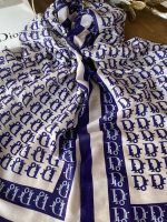 Dior Desen Pamuk Soft Şal - Lacivert - Beyaz