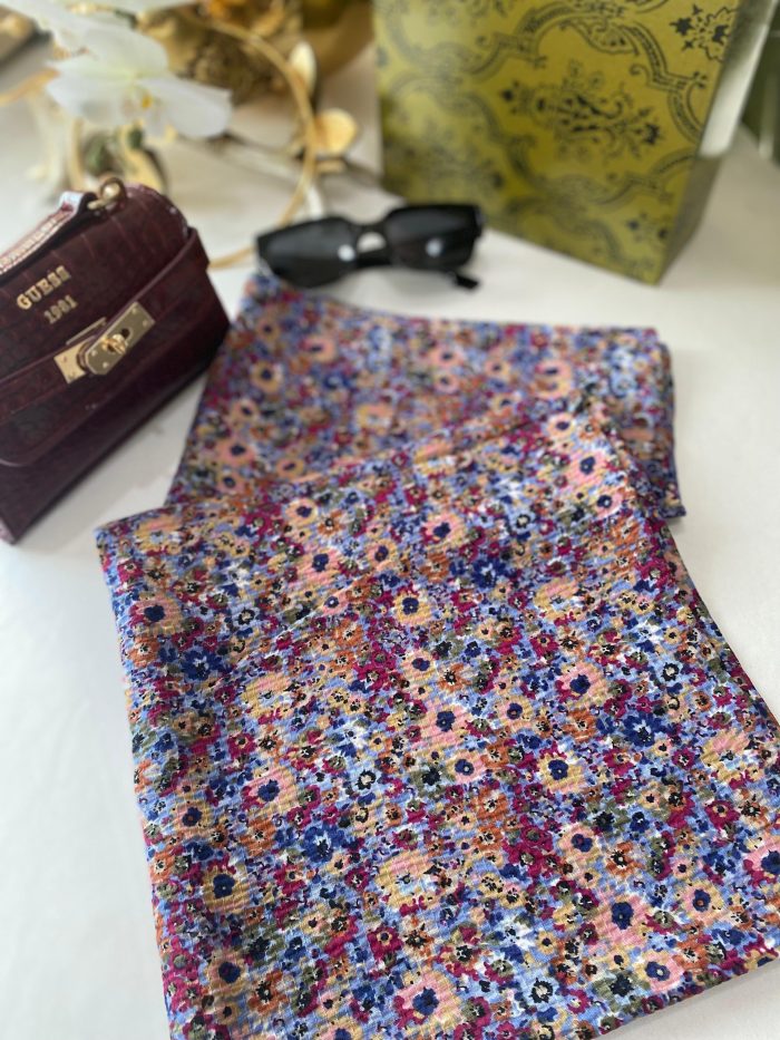 Çiçek Desenli Mio Cazz Eşarp 55471 - lila - Görsel 2