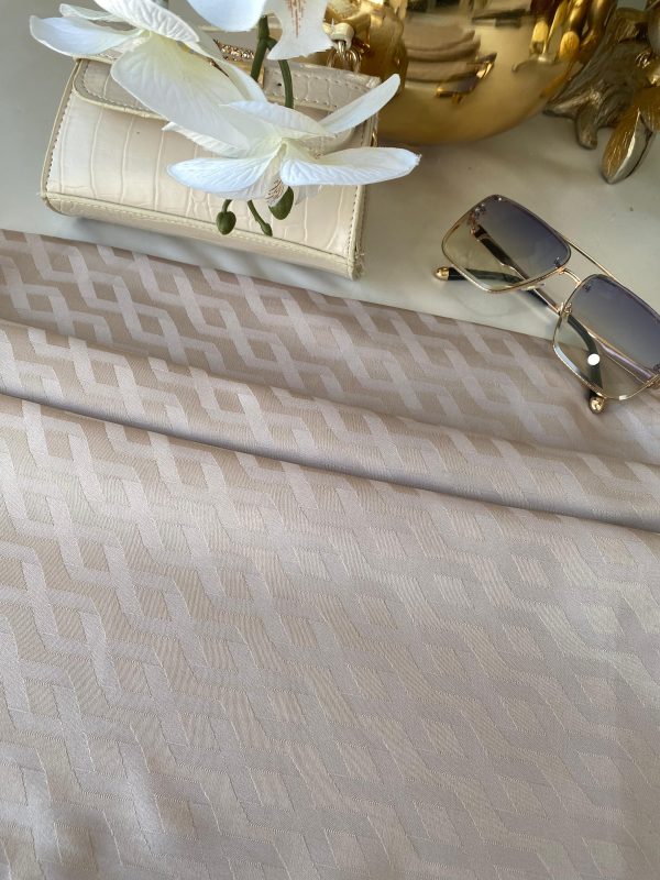 Zigzag Desen Pamuk Jakar Şal – Soft Vizon