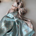 LV DESEN Çift taraflı İpeksi Jakar Şal - Mint