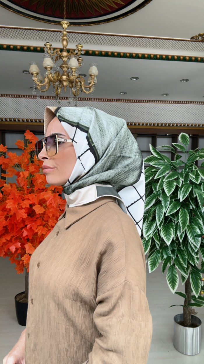 Colors Plus Comfort Kare Desen Eşarp - Ada Çayı - Organic ScarfsOrganic Scarfs