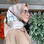 Colors Plus Comfort Kare Desen Eşarp - Vizon