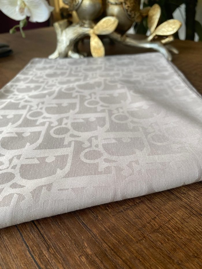 Dior Desen Pamuk Jakar Eşarp - Gümüş - Organic ScarfsOrganic Scarfs