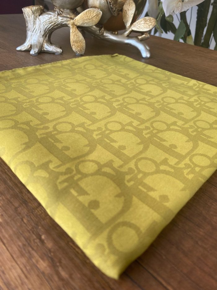 Dior Desen Pamuk Jakar Eşarp - Yağ Yeşili - Organic ScarfsOrganic Scarfs
