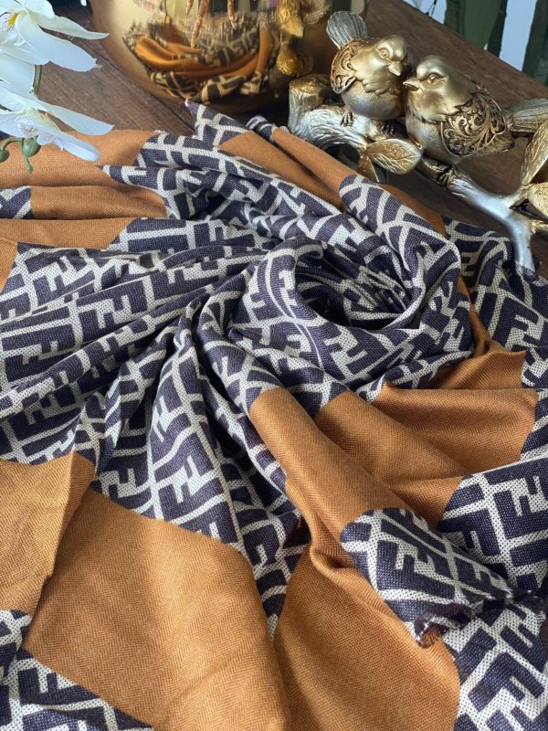 F Desen % 100 Kaşmir Eşarp - Hardal - Organic ScarfsOrganic Scarfs