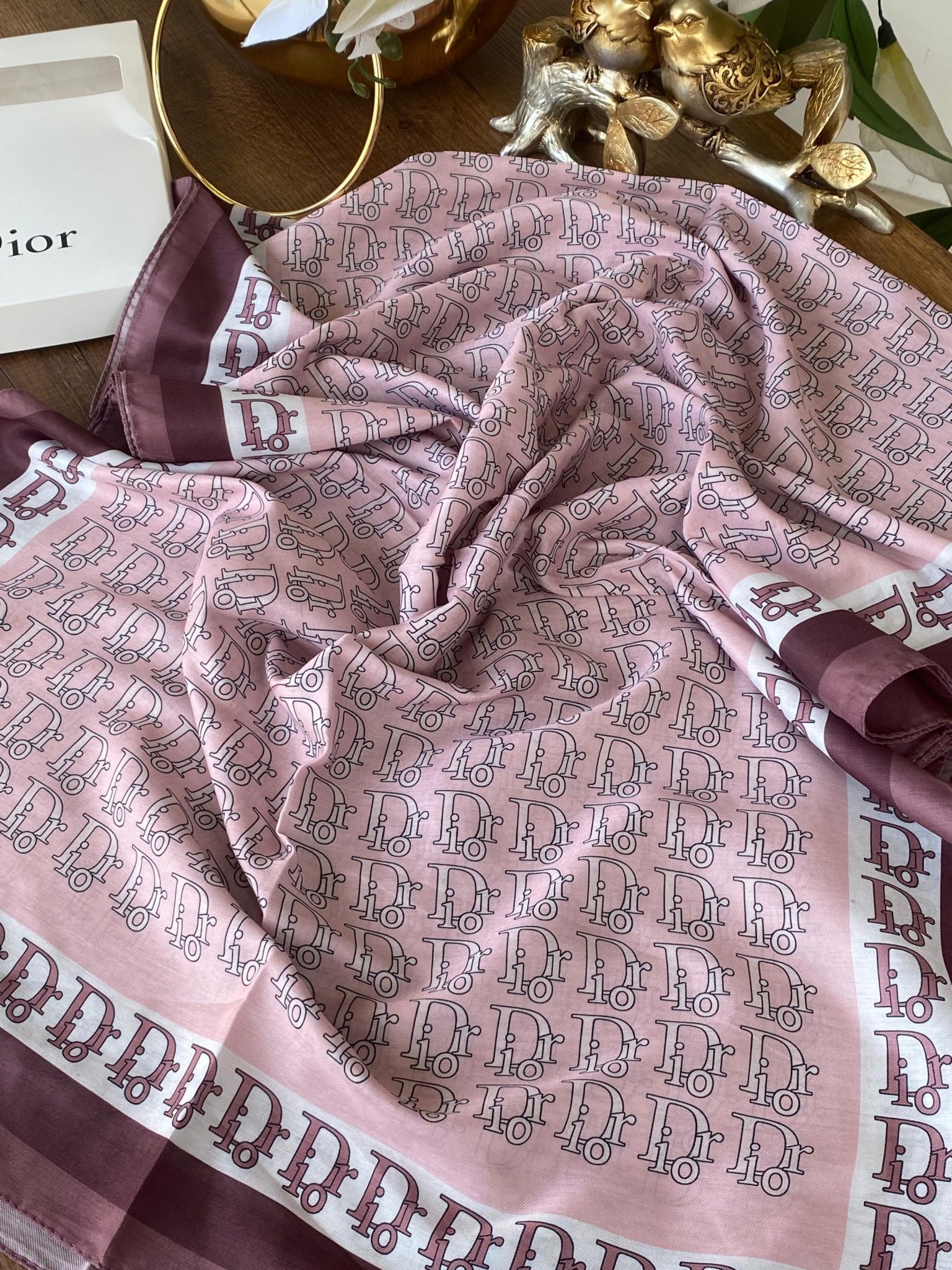Dior Desen Pamuk Soft Şal - Pamuk Şekeri - Görsel 2