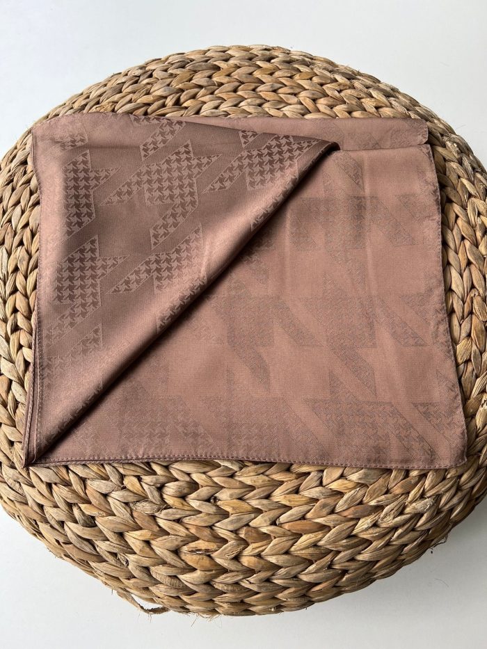 Kazayağı minimal desen jakar şal sütlü kahve - Organic ScarfsOrganic Scarfs