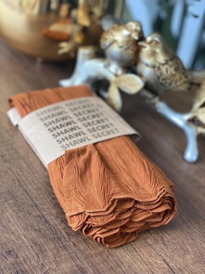 PLİSELİ AĞAÇ KABUĞU ŞAL - Hardal - Organic ScarfsOrganic Scarfs