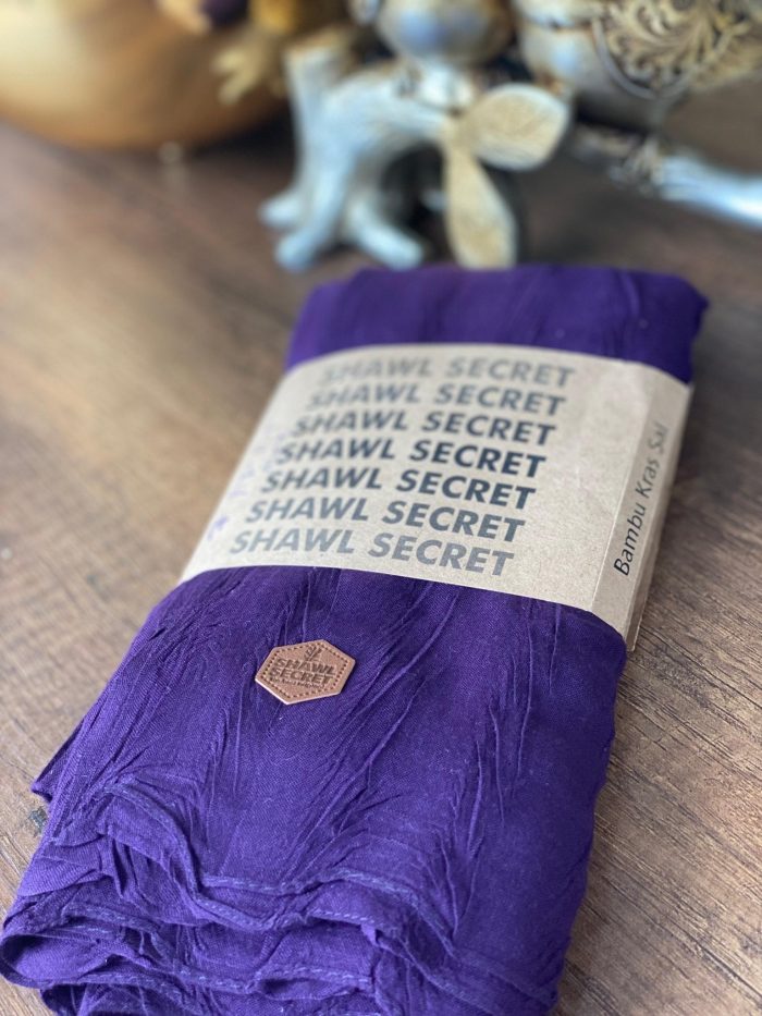PLİSELİ AĞAÇ KABUĞU ŞAL - Morcivert - Organic ScarfsOrganic Scarfs
