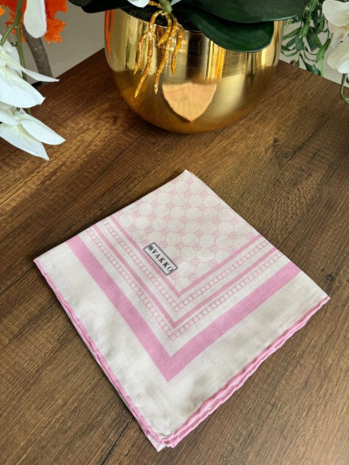 Vakko Desen Pamuk Soft Eşarp - Toz Pembe - Organic ScarfsOrganic Scarfs