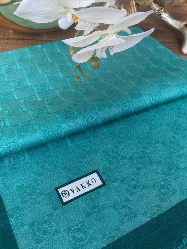 Vakko Monogram Jakar İpek Şal 44103 – Zümrüt