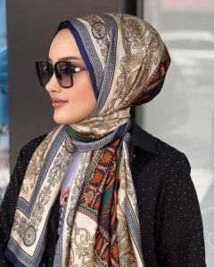 Versace İthal Vual İpek Şal - Lacivert