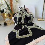 Kare Zincir Desen Vakko Eşarp 77004 - Siyah