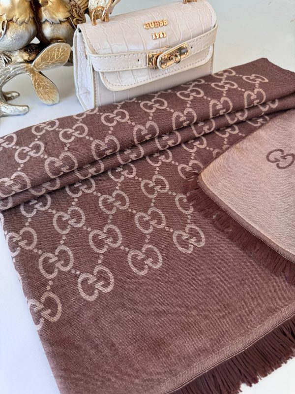 Gucci Yün İpek İthal Çift Taraflı Şal 44135