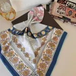 Otantik Desen Vakko Twill Eşarp 77008 - Mavi
