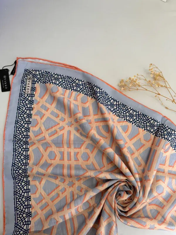 Geometrik Desen Vakko Twill Eşarp 77008 – Lila