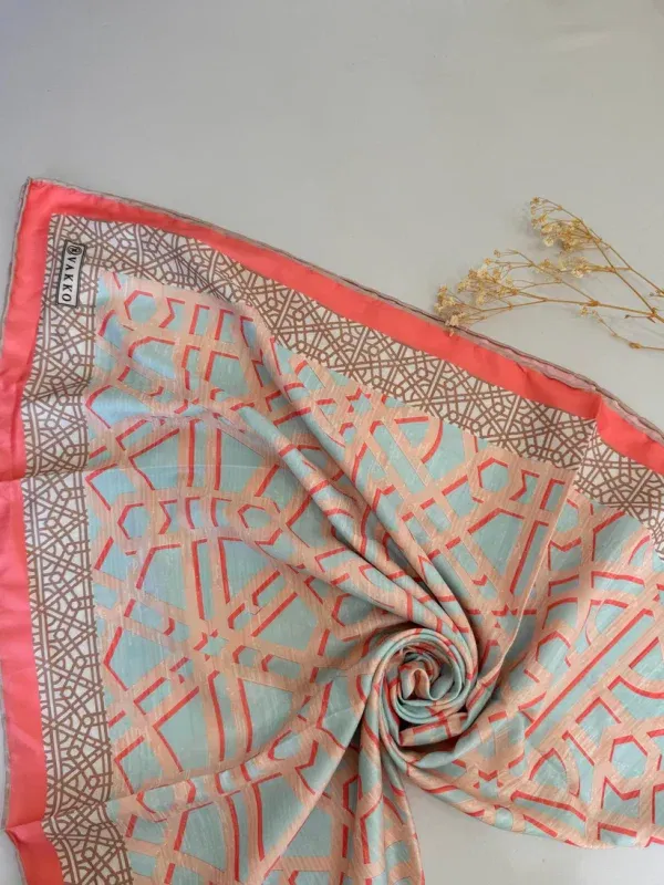 Geometrik Desen Vakko Twill Eşarp 77008 – Mercan