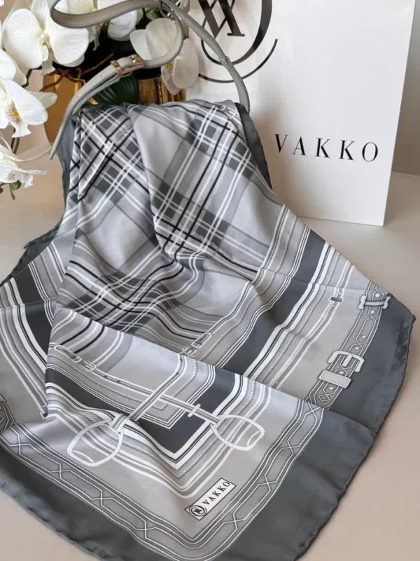 Vakko Ekose Twill Eşarp 44128 – Gri