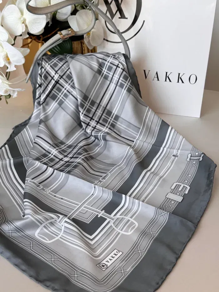 Vakko Ekose Twill Eşarp 44128 - Gri