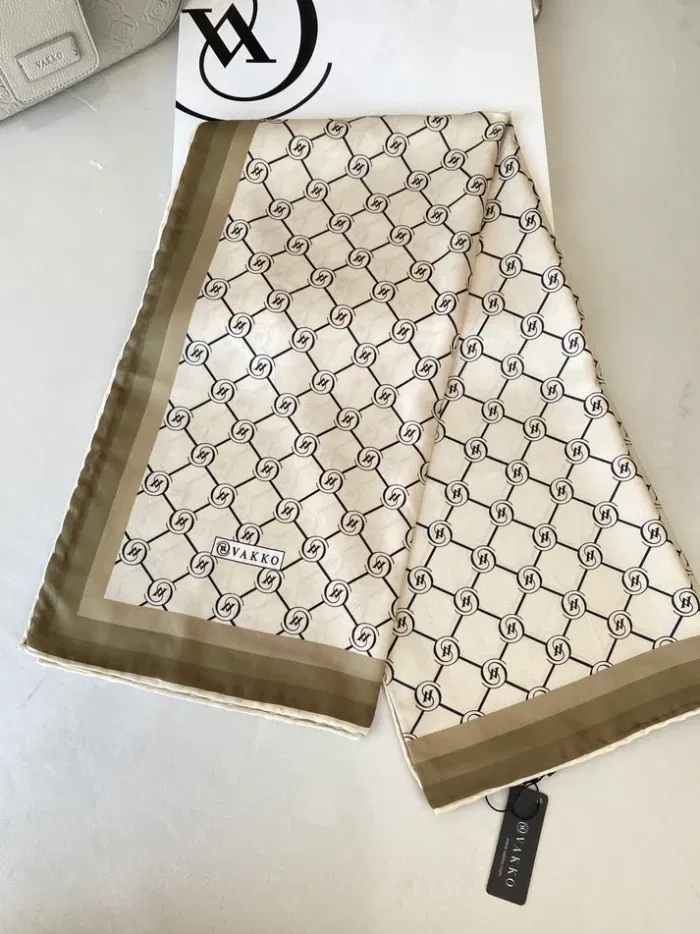 Vakko Monogram Twill Eşarp 44130 - Haki