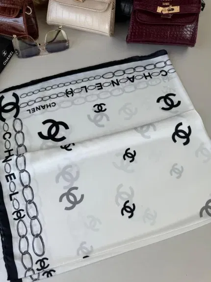 Chanel Saten İpek Eşarp 44124 - Beyaz