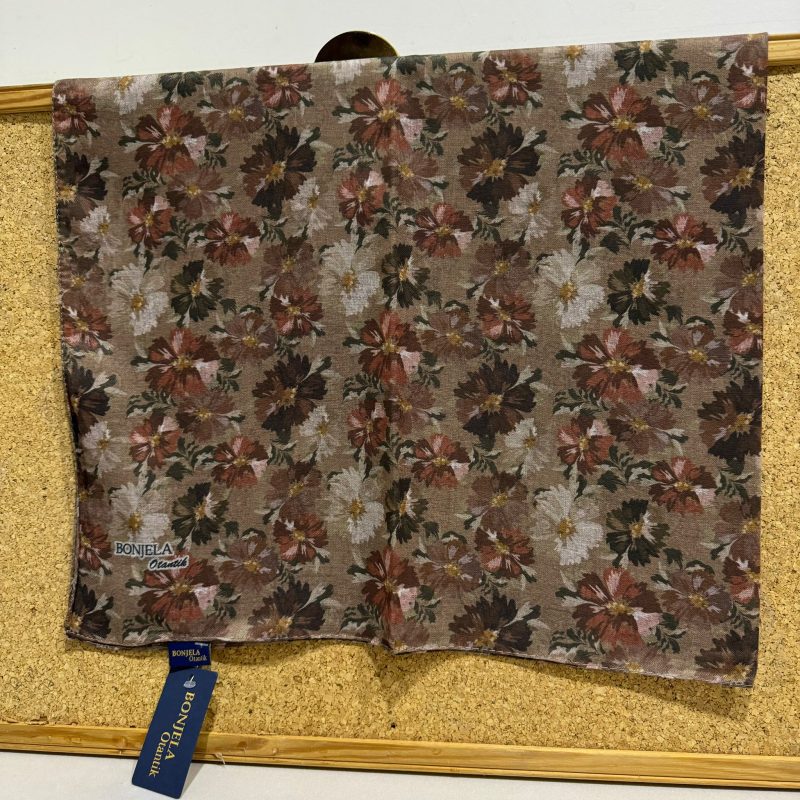 Çiçek Desen Pamuk Soft Eşarp 17004 – Kahve