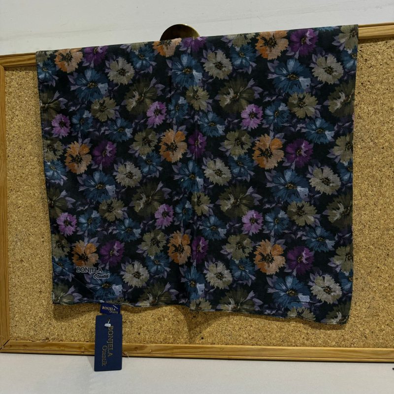 Çiçek Desen Pamuk Soft Eşarp 17004 – Haki/Lavanta
