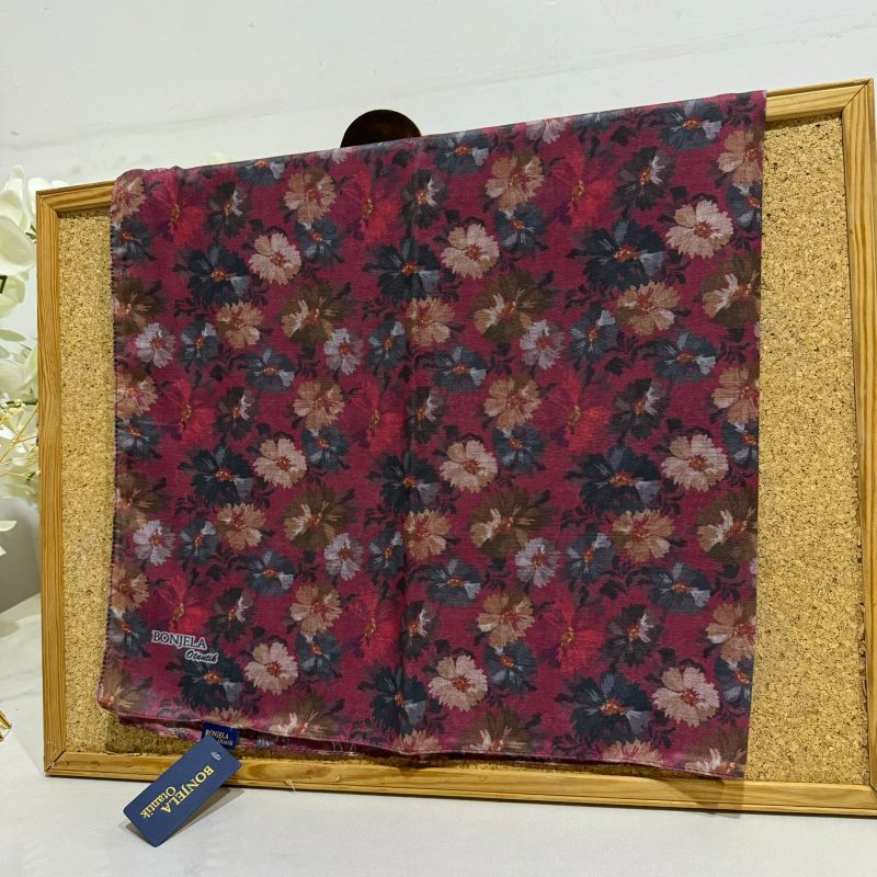 Çiçek Desen Pamuk Soft Eşarp 17004 – Kırmızı