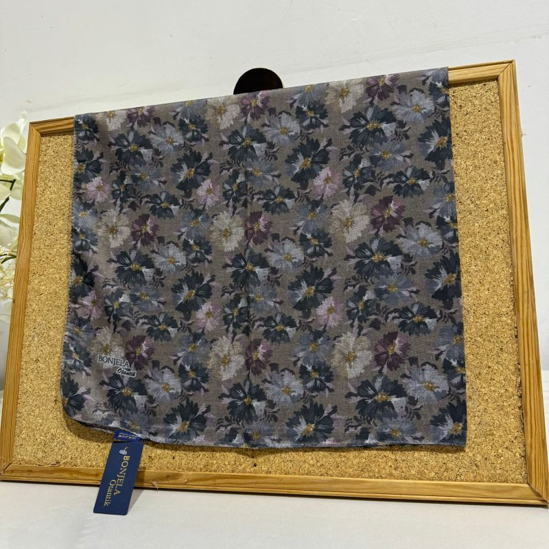 Çiçek Desen Pamuk Soft Eşarp 17004 – Koyu Vizon