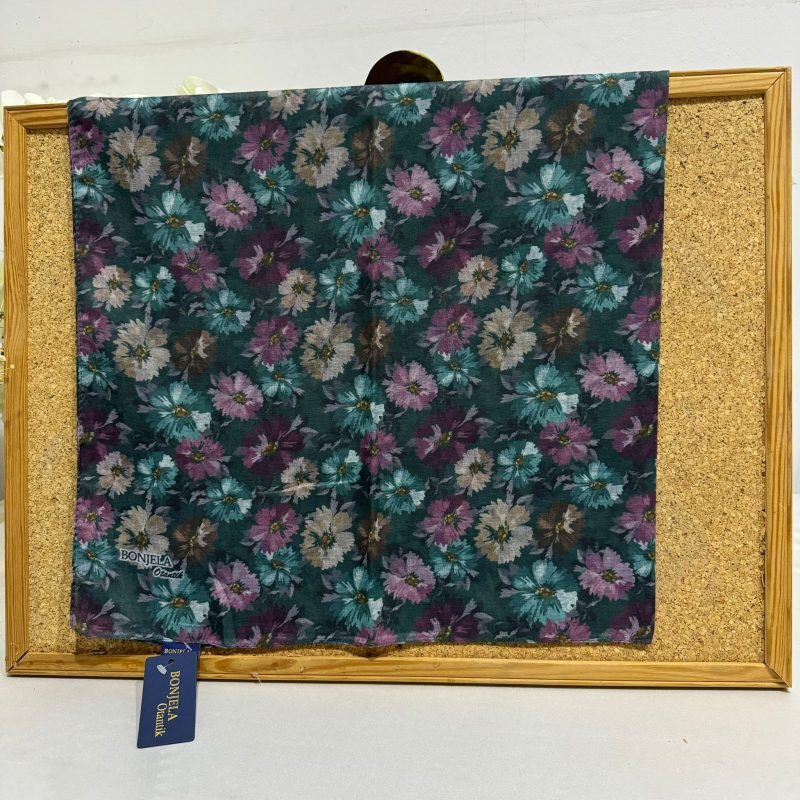 Çiçek Desen Pamuk Soft Eşarp 17004 – Zümrüt