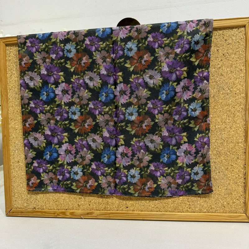 Çiçek Desen Pamuk Soft Eşarp 17004 – Siyah/Turuncu