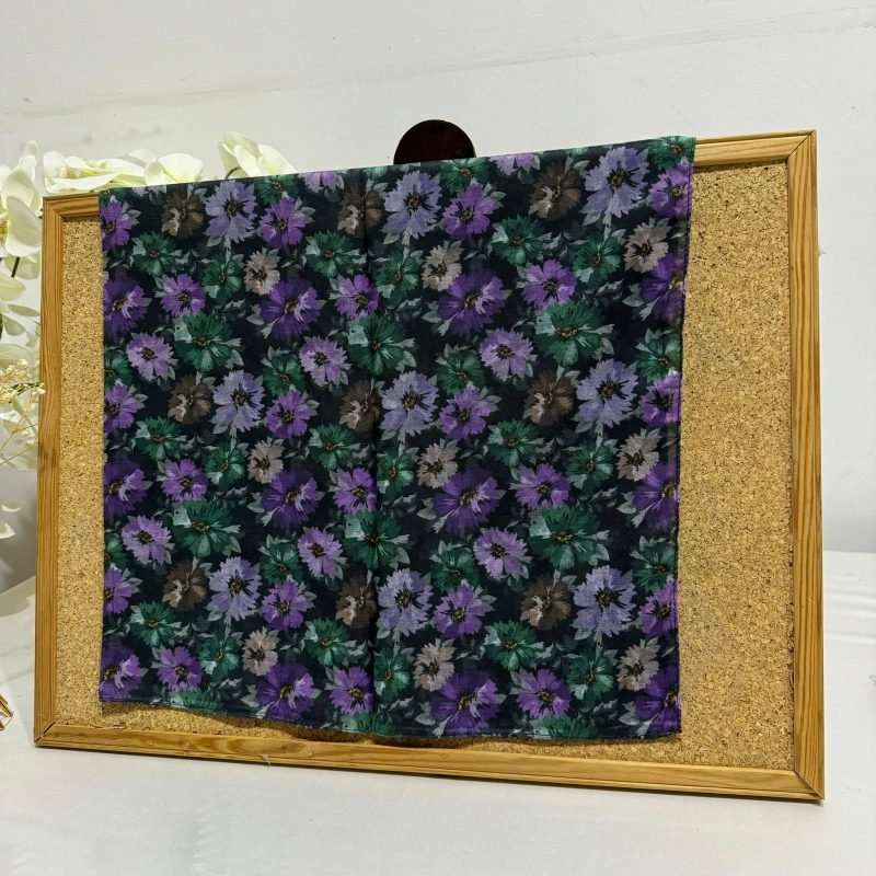 Çiçek Desen Pamuk Soft Eşarp 17004 – Yeşil/Lavanta
