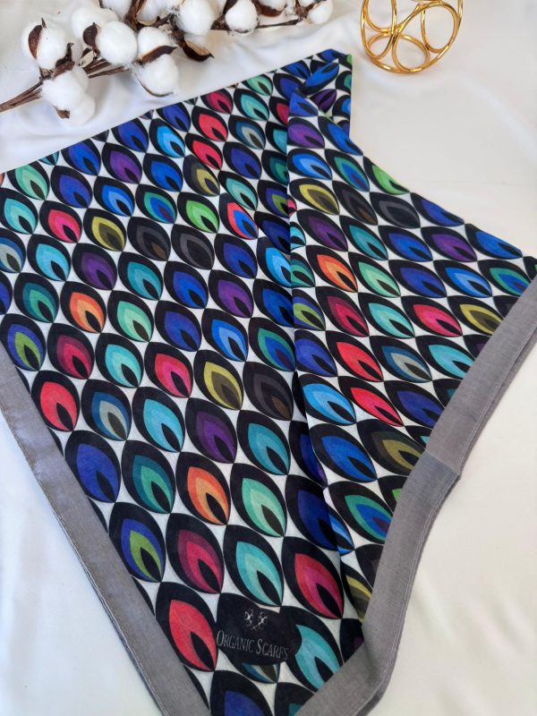 Tavuskuşu Desen Pamuk Soft Eşarp 114401 – Gri