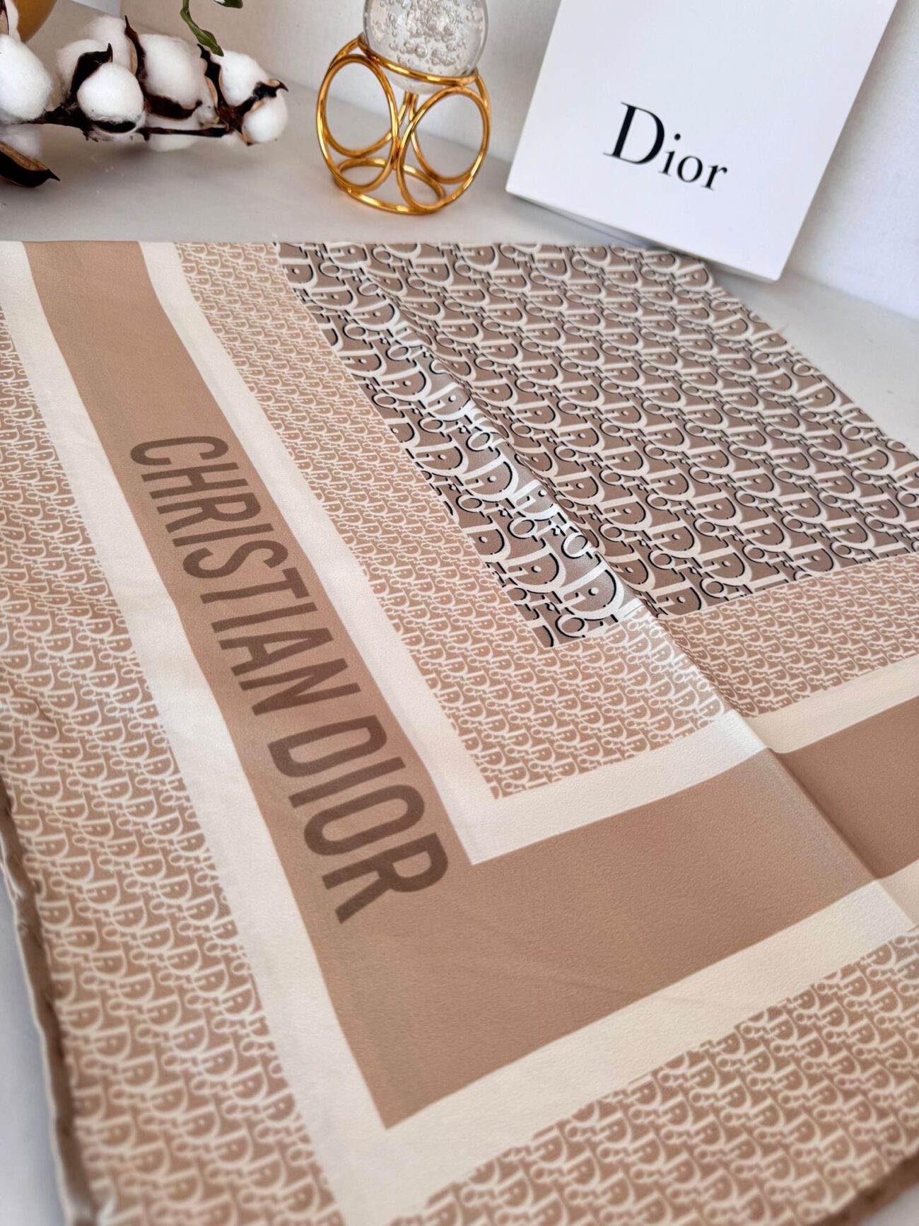 Dior Twill Eşarp 114501 - Latte