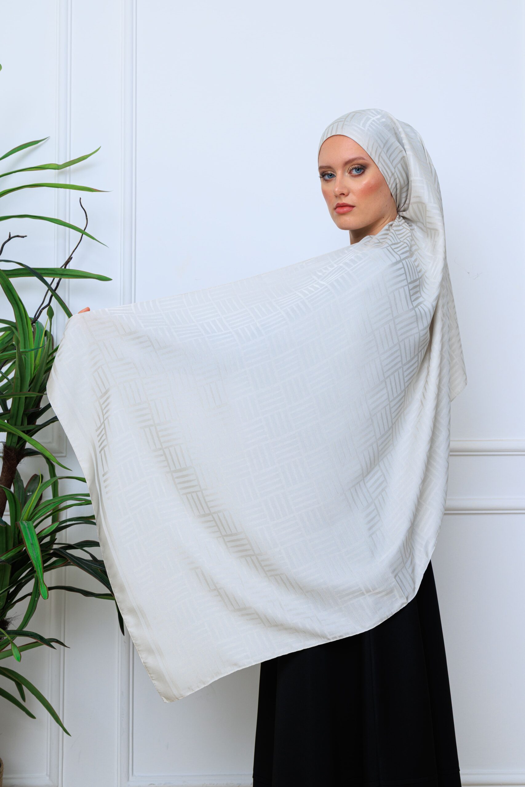 Kibrit Desen İpeksi Jakar Şal 44511 - Taş - Görsel 4