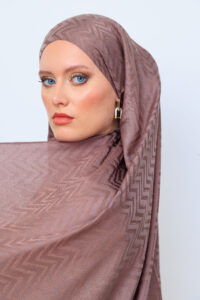 Zikzak desen pamuk Jakar Şal - Vizon