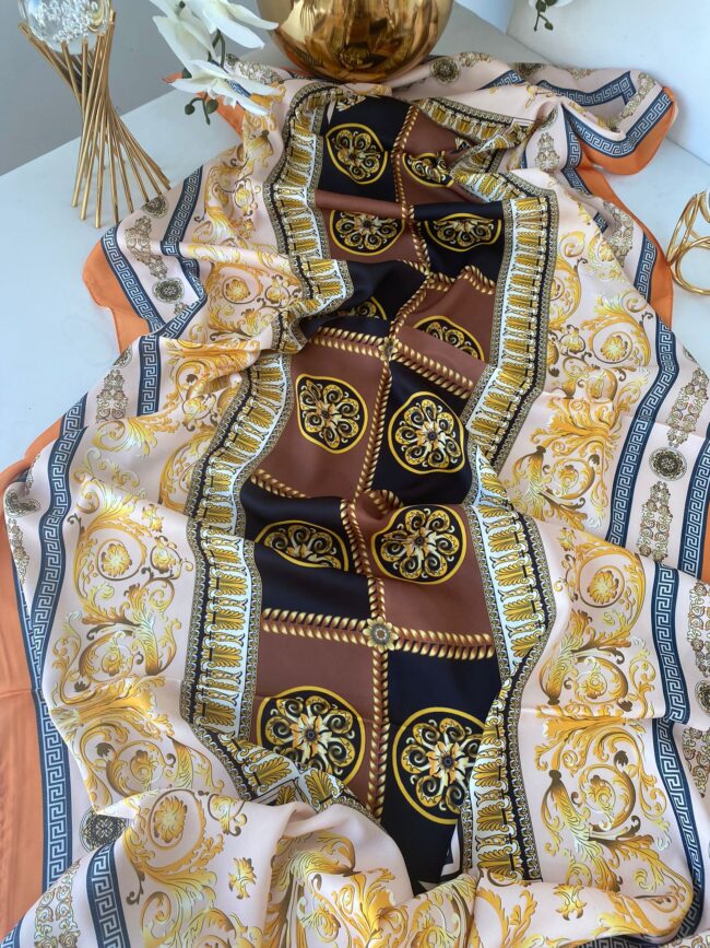 Versace Vual İpek Şal 614412 - Taba