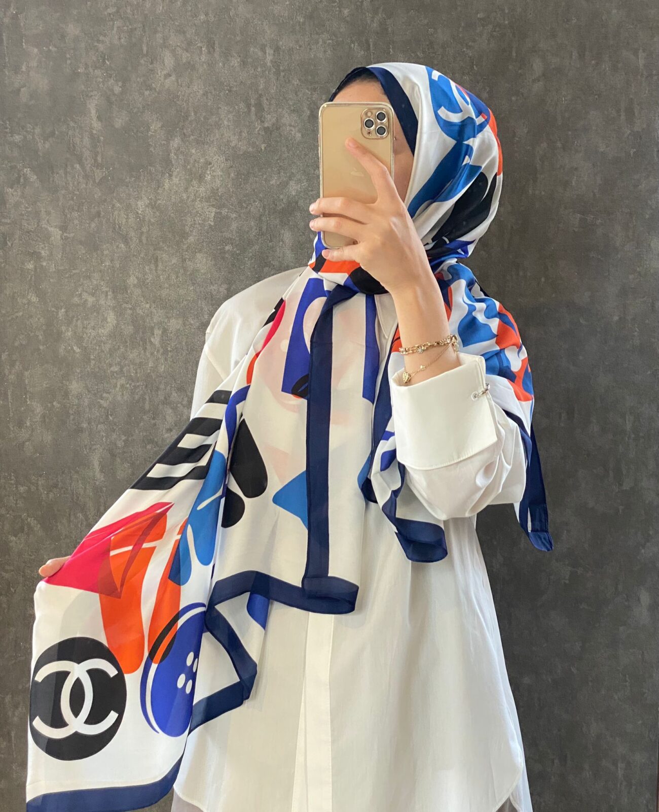 Chanel İthal Vual İpek Şal 014461 - Saks - Görsel 4