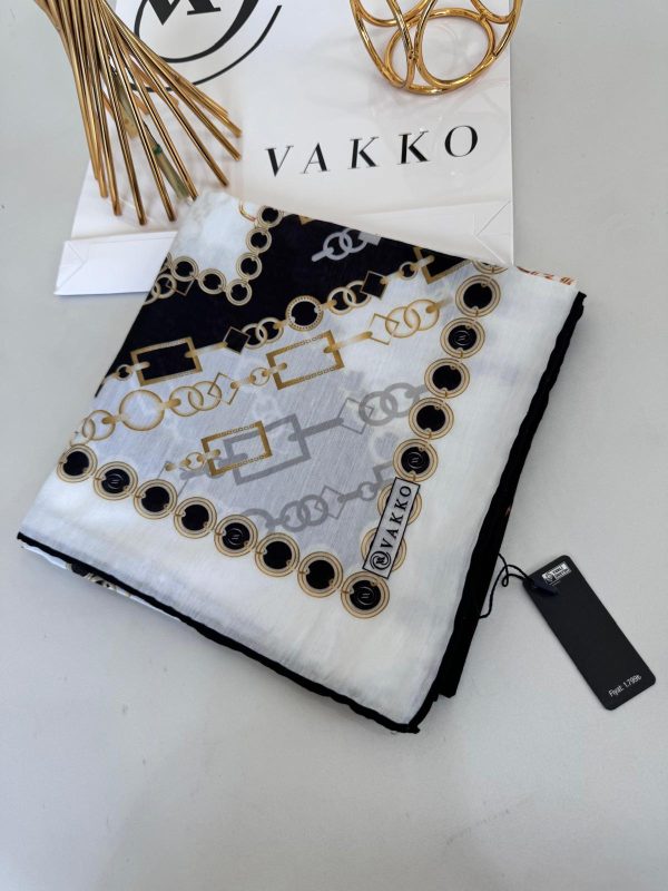Vakko Zincir Desen Soft Eşarp 610146 – Beyaz