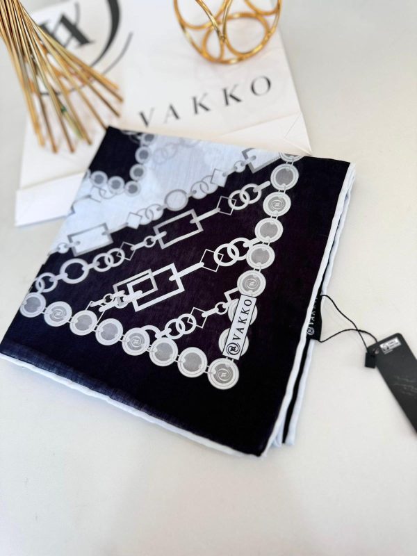 Vakko Zincir Desen Soft Eşarp 610146 – Gümüş