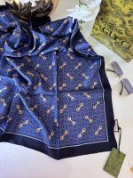 Gucci Lacivert İthal İpek Eşarp 55467
