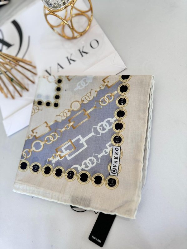 Vakko Zincir Desen Soft Eşarp 610146 – Gri