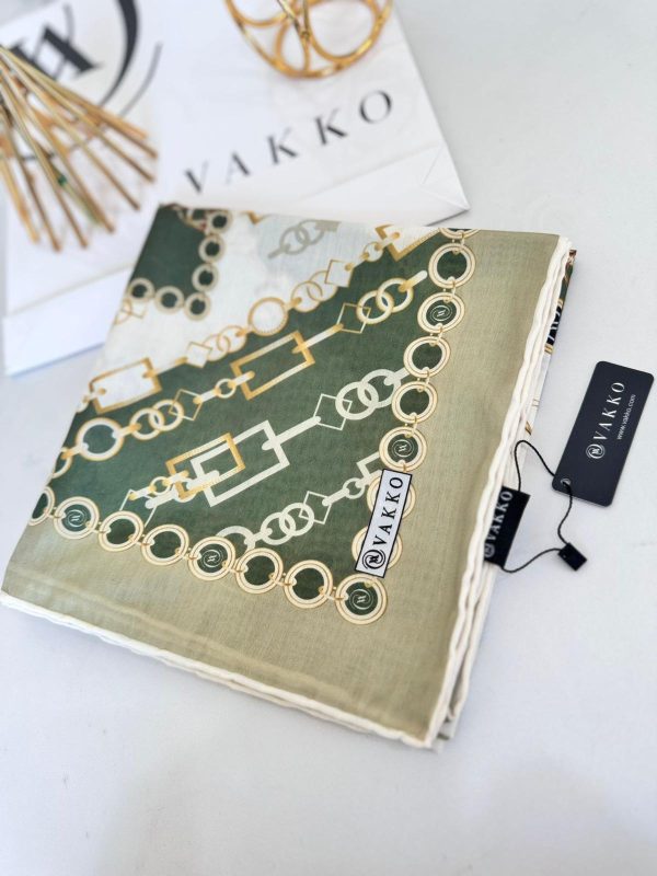 Vakko Zincir Desen Soft Eşarp 610146 – Haki
