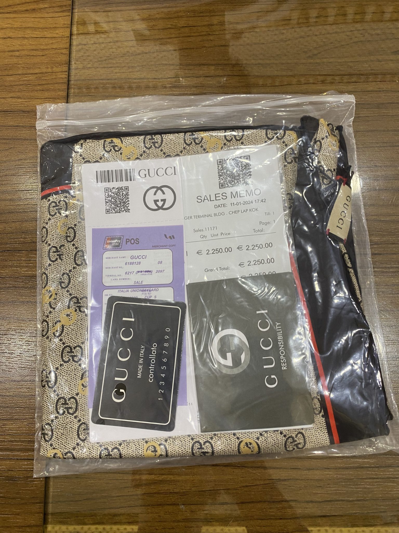Gucci Siyah Kırmızı İthal İpek Eşarp 55467 - Görsel 3